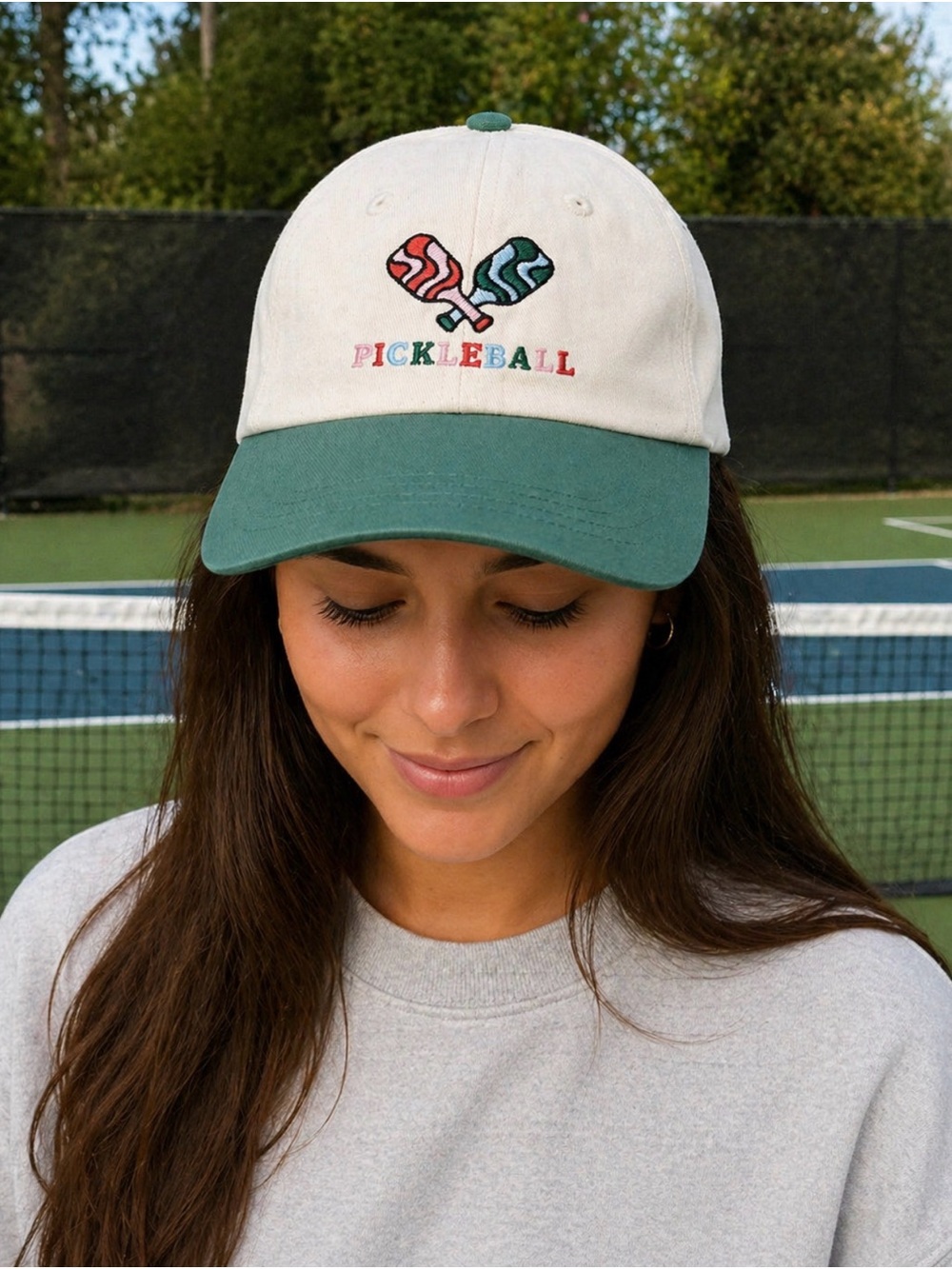 Fraasier Sterling Sport Pickleball Hat Cream & Green Adjustable Baseball Cap NWT